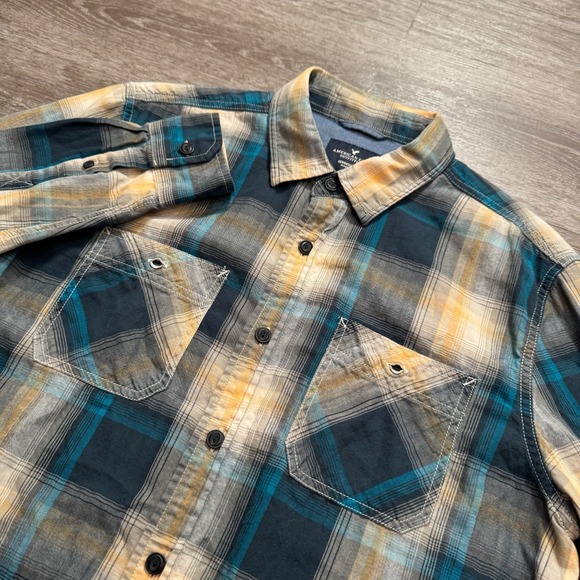 American Eagle Outfitters Other - American Eagle Shirt Mens Medium Plaid Flannel Button Up Super Soft Pocket Adult